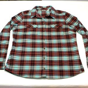 LL Bean Button-Down Plaid Flannel Shirt Red Large